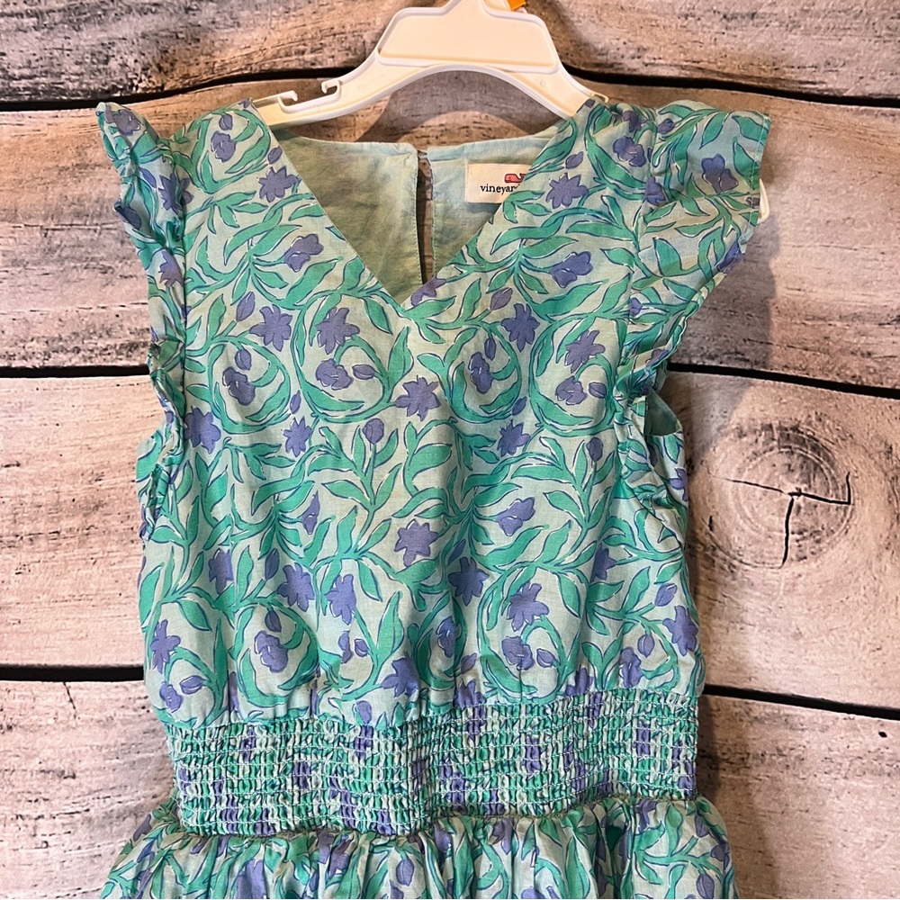 Vineyard Vines Guana Floral Dress Flutter Sleeves Smocked Waist Cotton Lined - Picture 3 of 8
